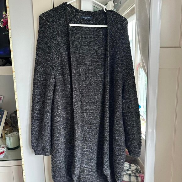 American Eagle Open Front Knit Long Cardigan Sweater XS (Fits M/L) Black Gray - Picture 1 of 3